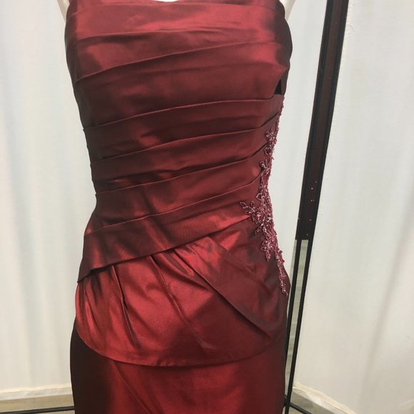 NEW 2-Piece Cranberry Mother of the Bride/Groom Formal Holiday Dress SIZE 6 - Picture 10 of 14